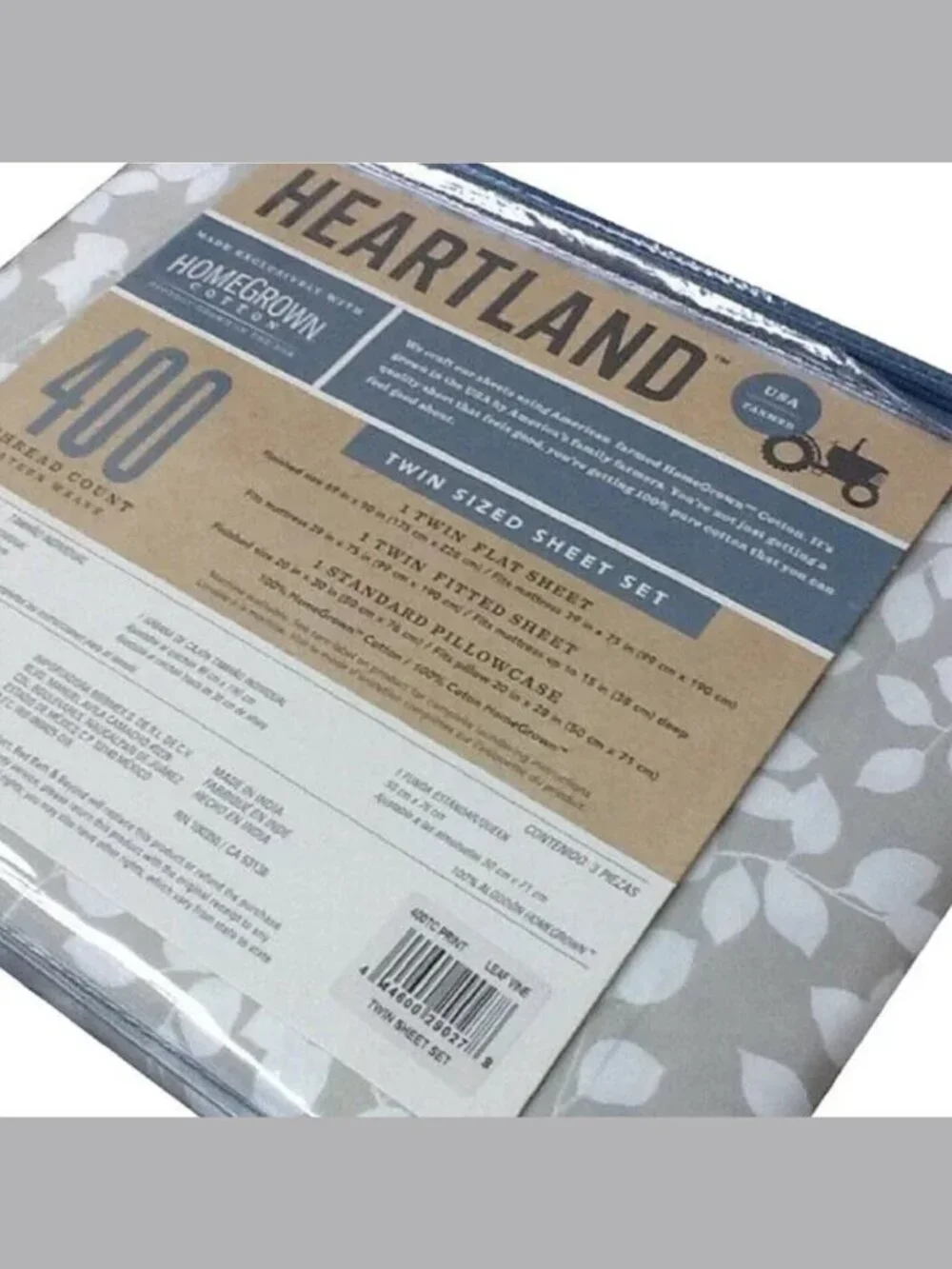 brand new GRAY + GREEN Heartland 400 TC 100% Cotton Sateen-Weave TWIN Sheet Set